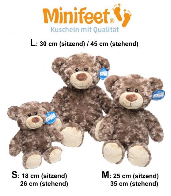 unsere 3 Gr&ouml;ssen MiniFeet� B&auml;r Bodo