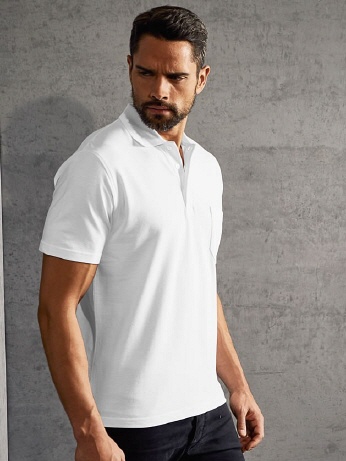 E4100-w weisses Herren Heavy Pocket Polo 2XL